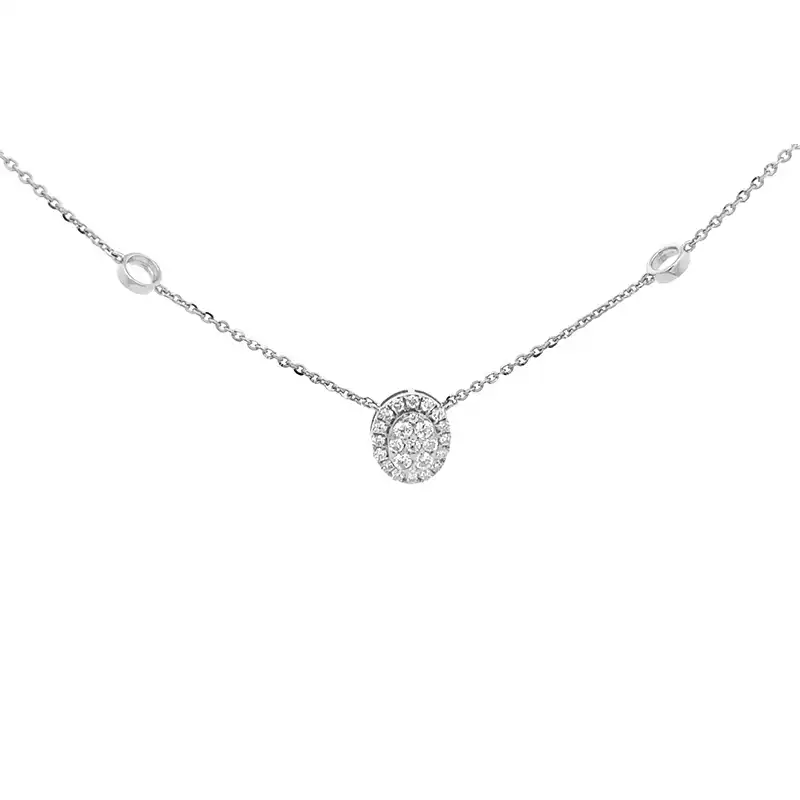 Understated Luxury - 18K White Gold Diamond Oval Pendant